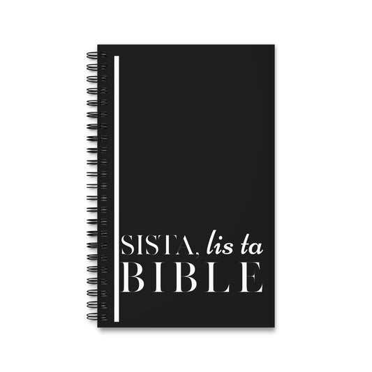 Cahier à spirales "Sista, lis ta bible" Noir